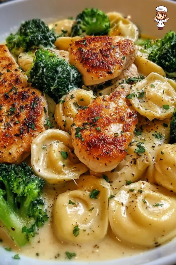 How to Make Creamy Garlic Parmesan Tortellini with Chicken & Broccoli