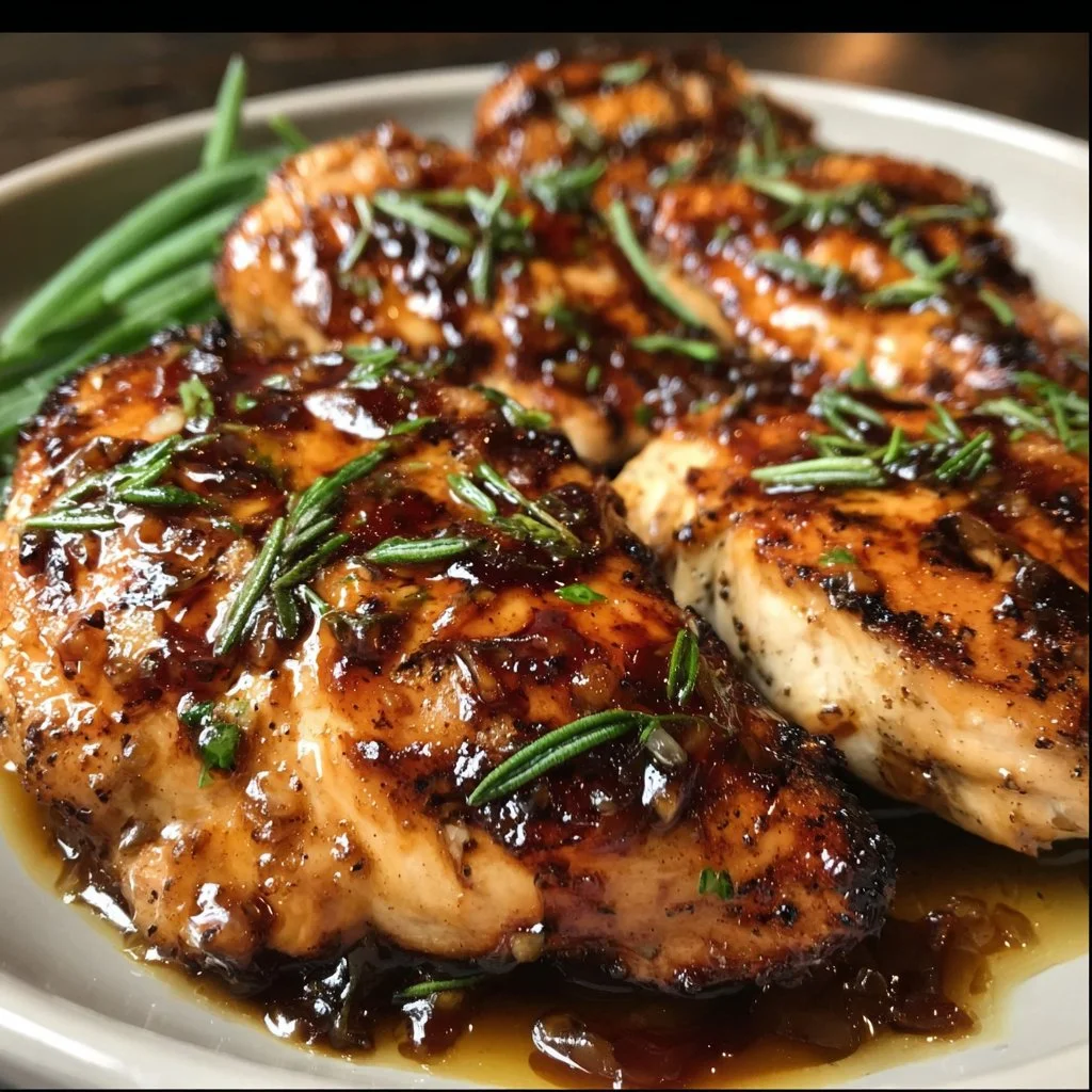 Balsamic Honey Chicken dish garnished and ready to serve