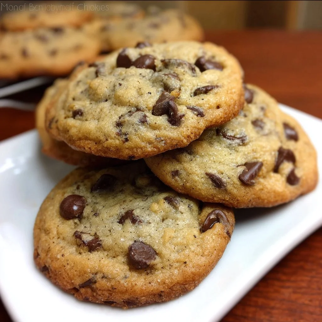 Delicious chocolate chip banana cookies fresh out of the oven