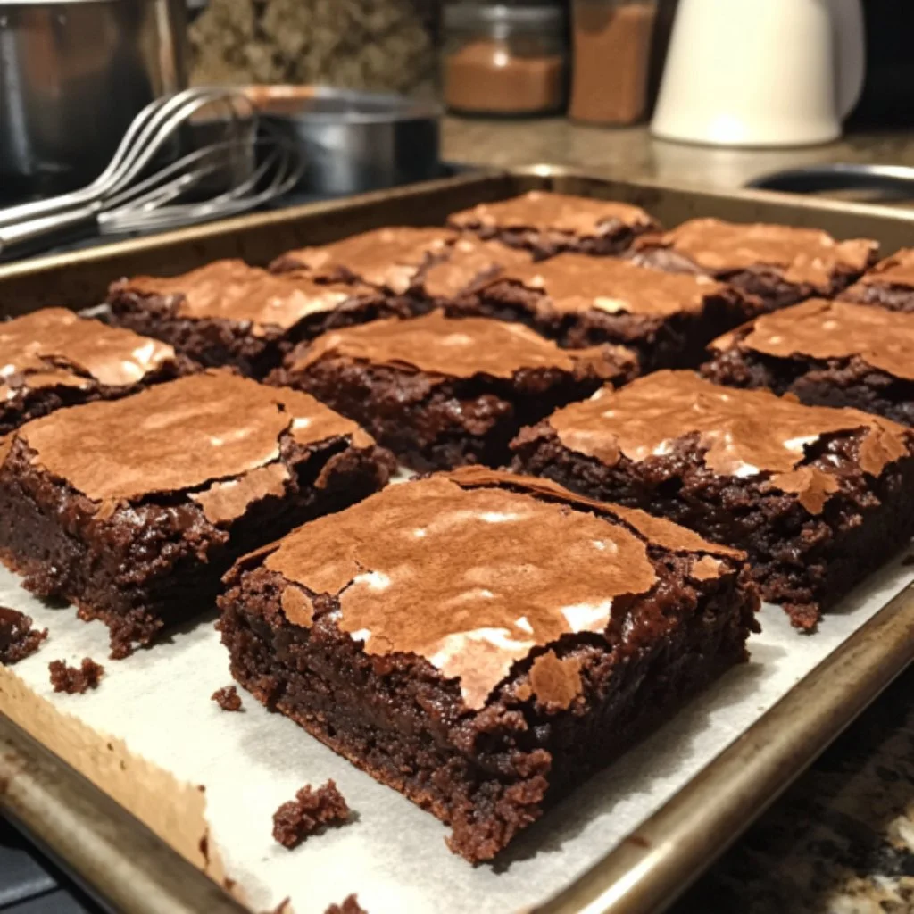 A plate of perfect fudgy brownies topped with chocolate chips