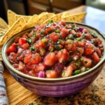 Delicious and colorful Strawberry Salsa served in a bowl
