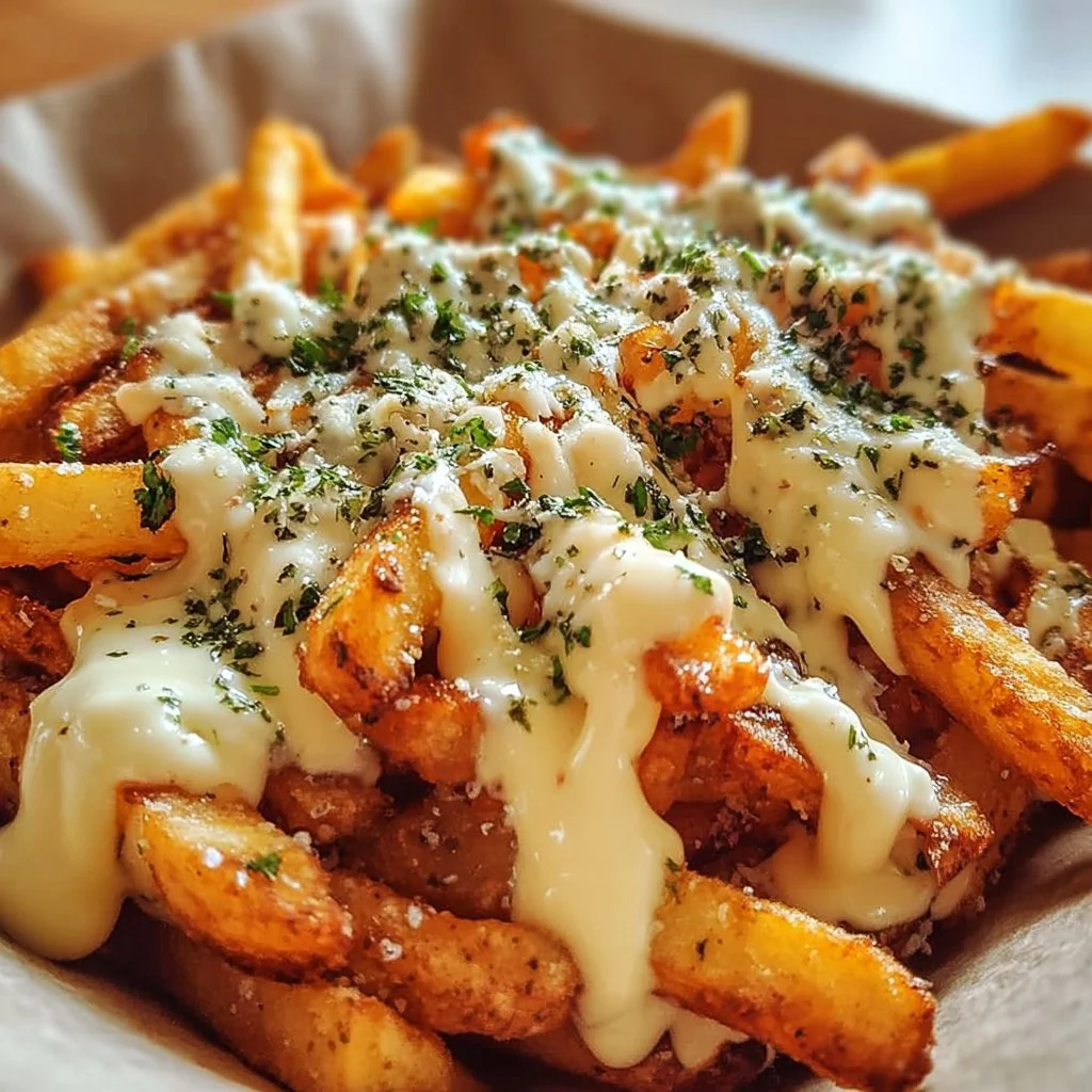 Voodoo Fries drizzled with cheese sauce, a delicious snack option.