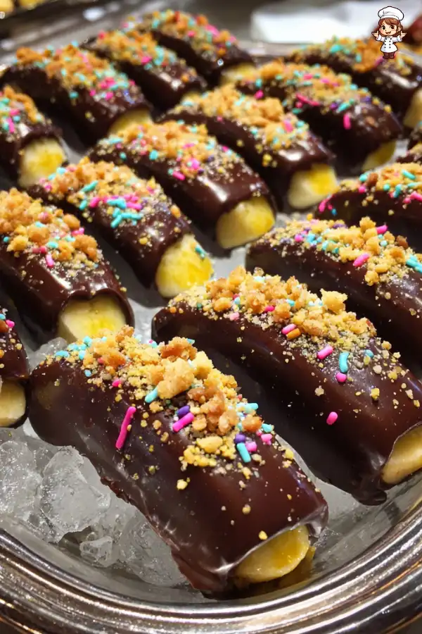 Step-by-Step Preparation of Chocolate-Dipped Frozen Banana Pops Recipe