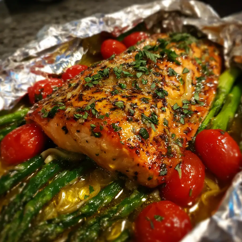 Garlic Butter Salmon Foil Packets