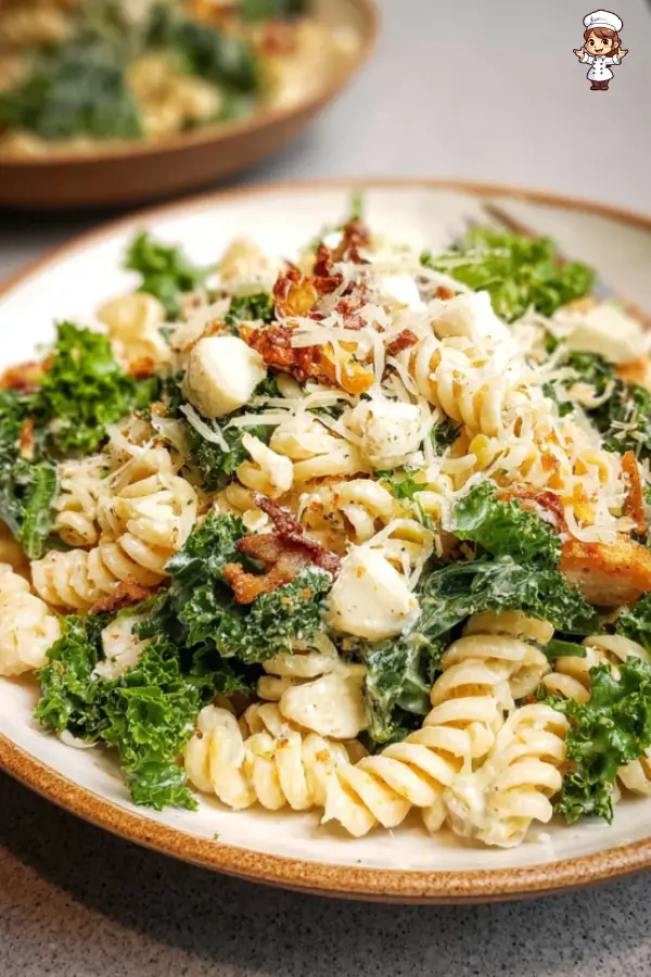 How to Make Kale Caesar Pasta Salad