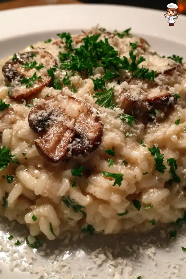 Preparation of Creamy Mushroom Risotto Recipe