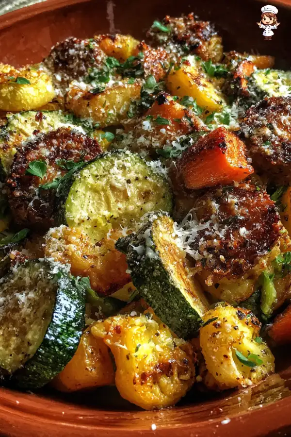 Preparation of Garlic Parmesan Roasted Vegetables