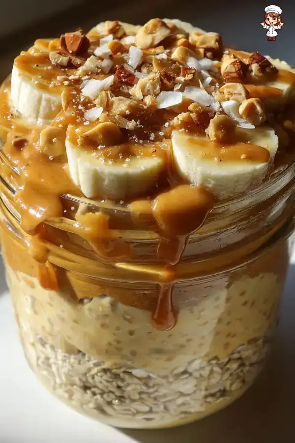 Preparation of Peanut Butter Banana Overnight Oats Recipe