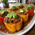 Preparation of Quinoa and Black Bean Stuffed Bell Peppers