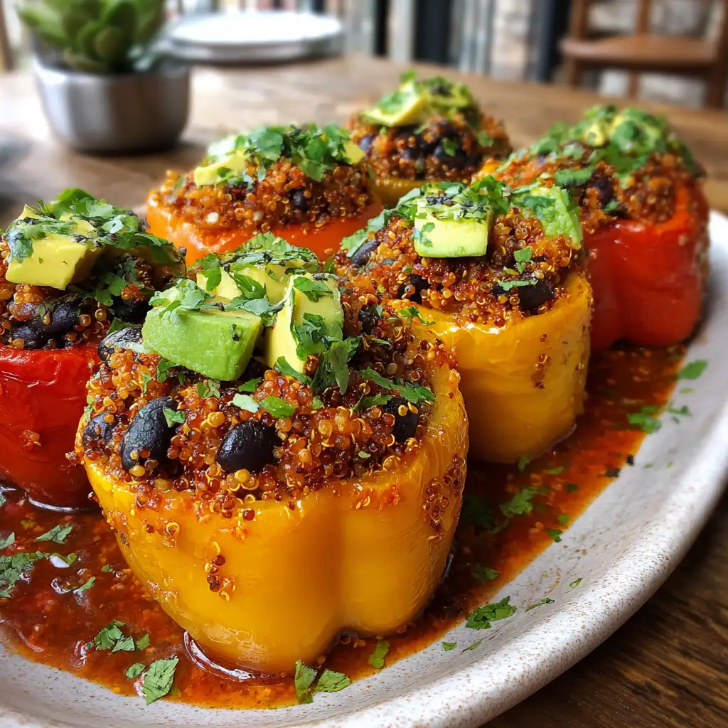 Preparation of Quinoa and Black Bean Stuffed Bell Peppers