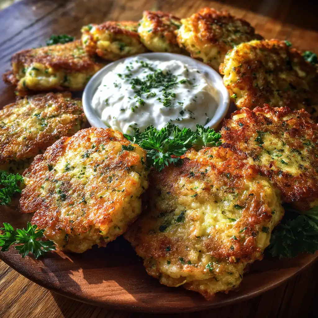 Zucchini Fritters with Yogurt Dip Recipe