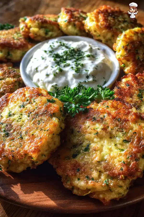 Preparation of Zucchini Fritters with Yogurt Dip Recipe