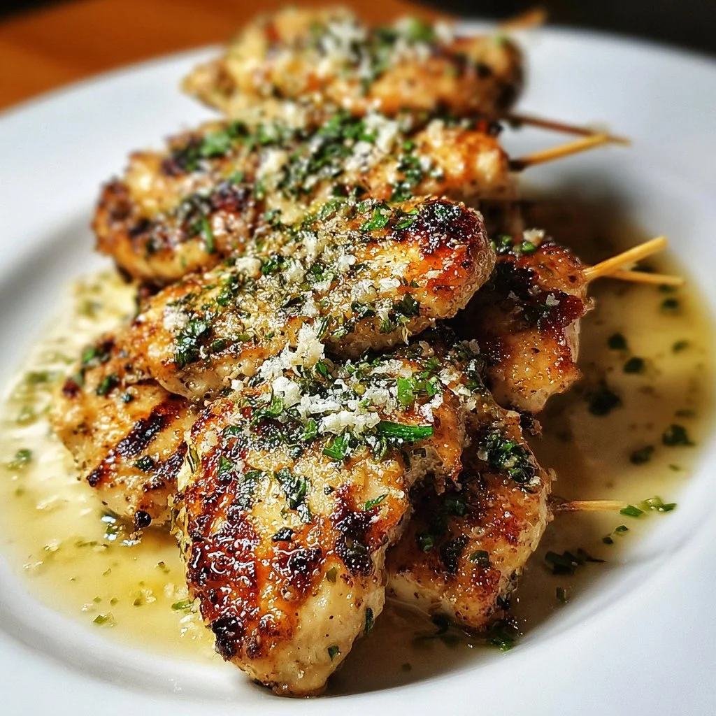Delicious Blackstone Garlic Parmesan Chicken served on a plate with herbs