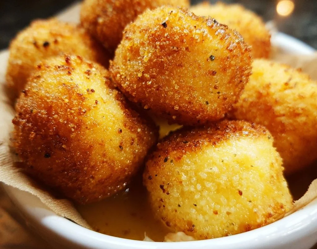 Delicious honey butter cornbread poppers served with dipping sauce