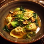 Potsticker Soup with Mushrooms and Bok Choy