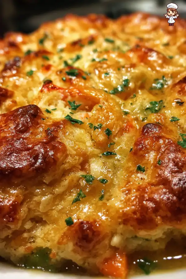 Preparation of Cheddar Bay Biscuit Seafood Pot Pie