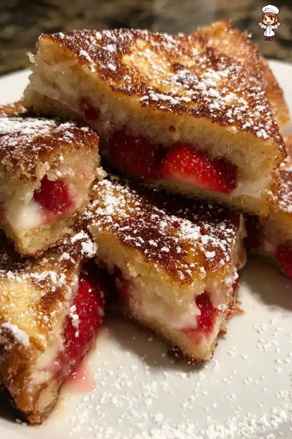 Preparation of Fried Strawberry Cheesecake Sandwiches