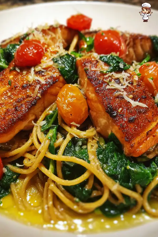 Preparation of Salmon Spinach Pasta Recipe