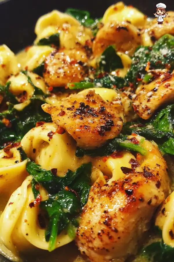 Preparation of Spicy Garlic Butter Chicken Tortellini Recipe