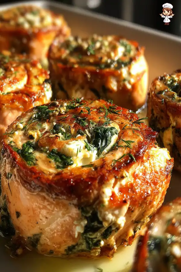 Preparation of Spinach and Feta Stuffed Salmon Pinwheels