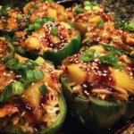 Teriyaki Pineapple Chicken Stuffed Peppers