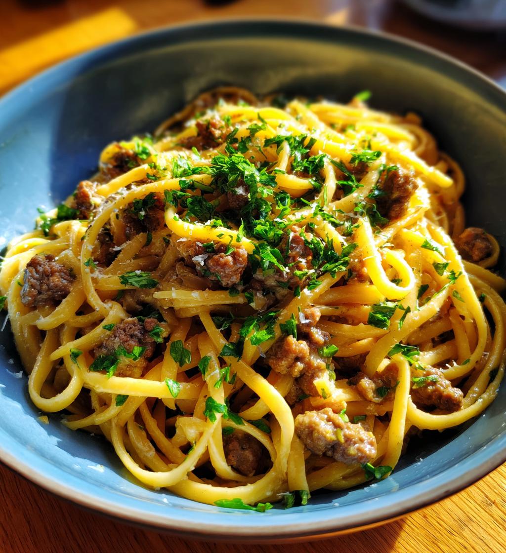 Creamy Parmesan Beef Linguine with Garlic Butter Sauce - detail 1