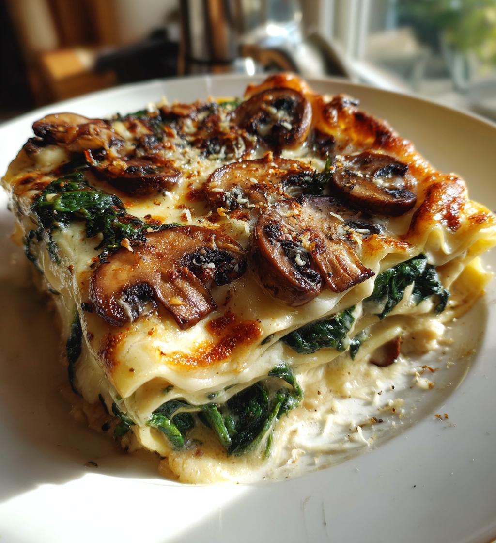 Mushroom and Spinach Lasagna - detail 1