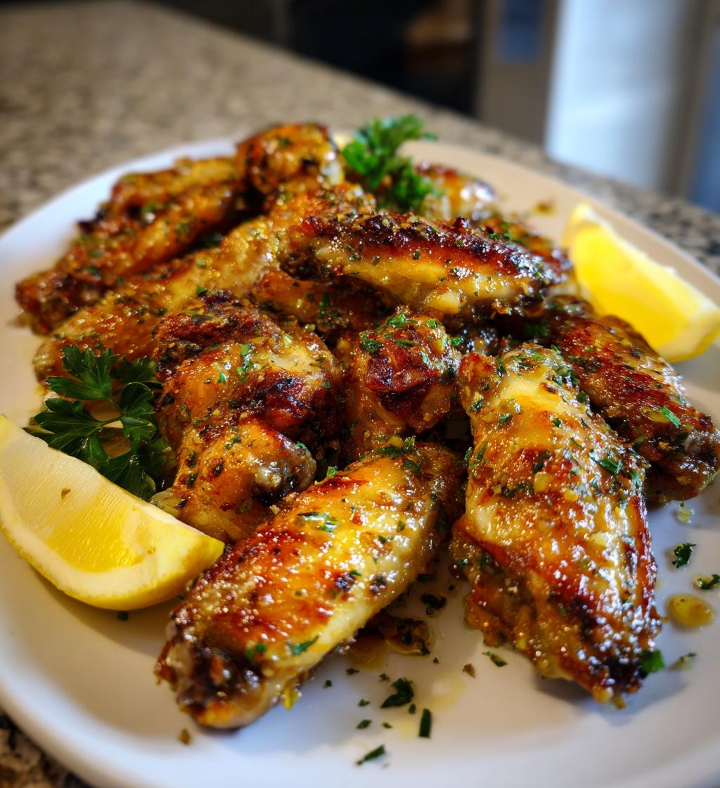 baked lemon garlic chicken wings - detail 1