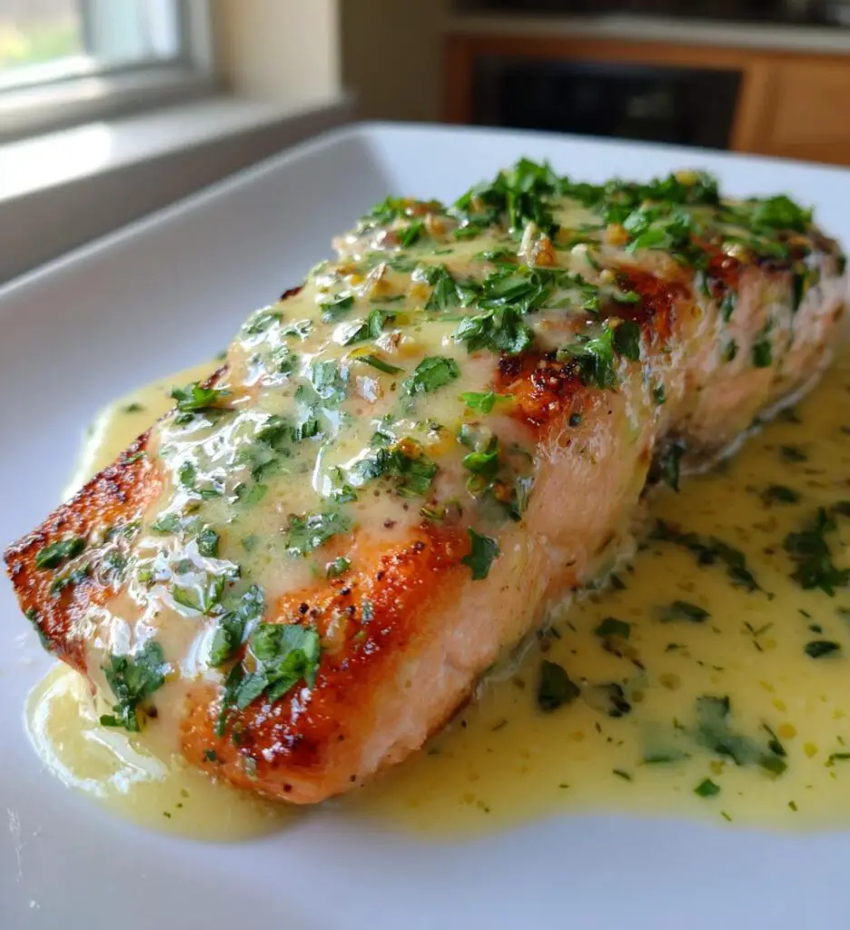 baked salmon with lemon butter cream sauce