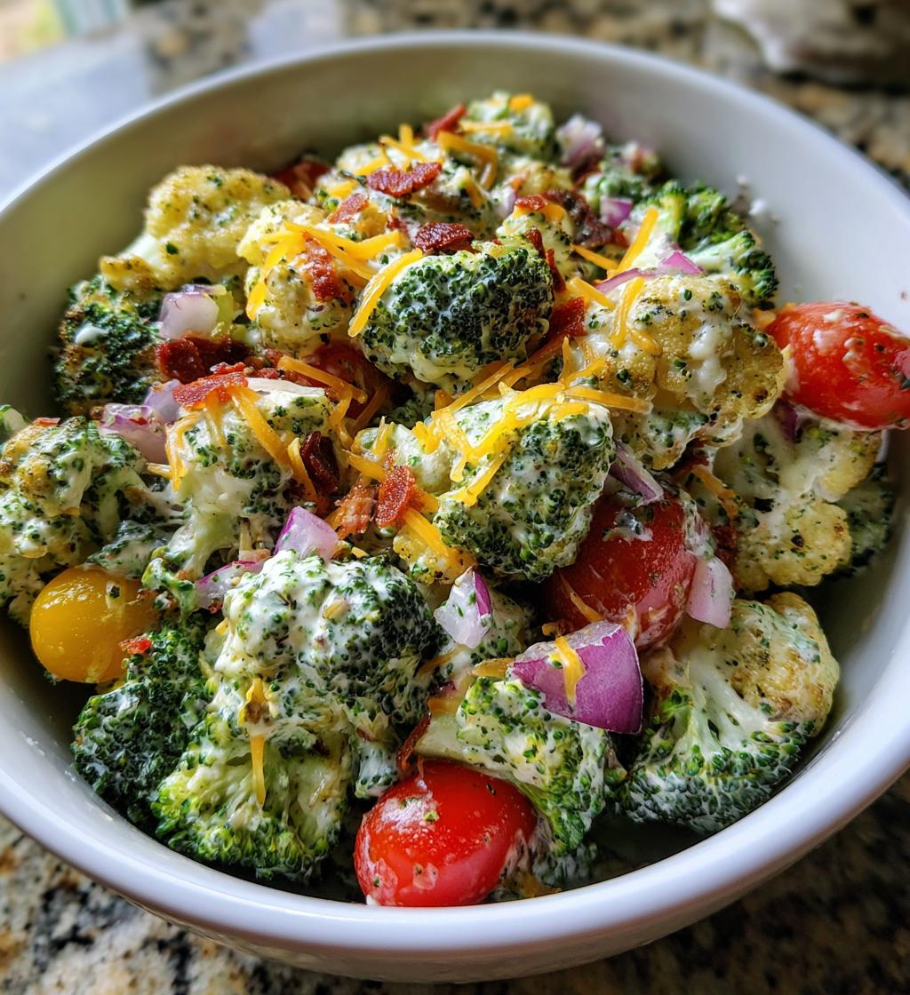 broccoli cauliflower salad - detail 1