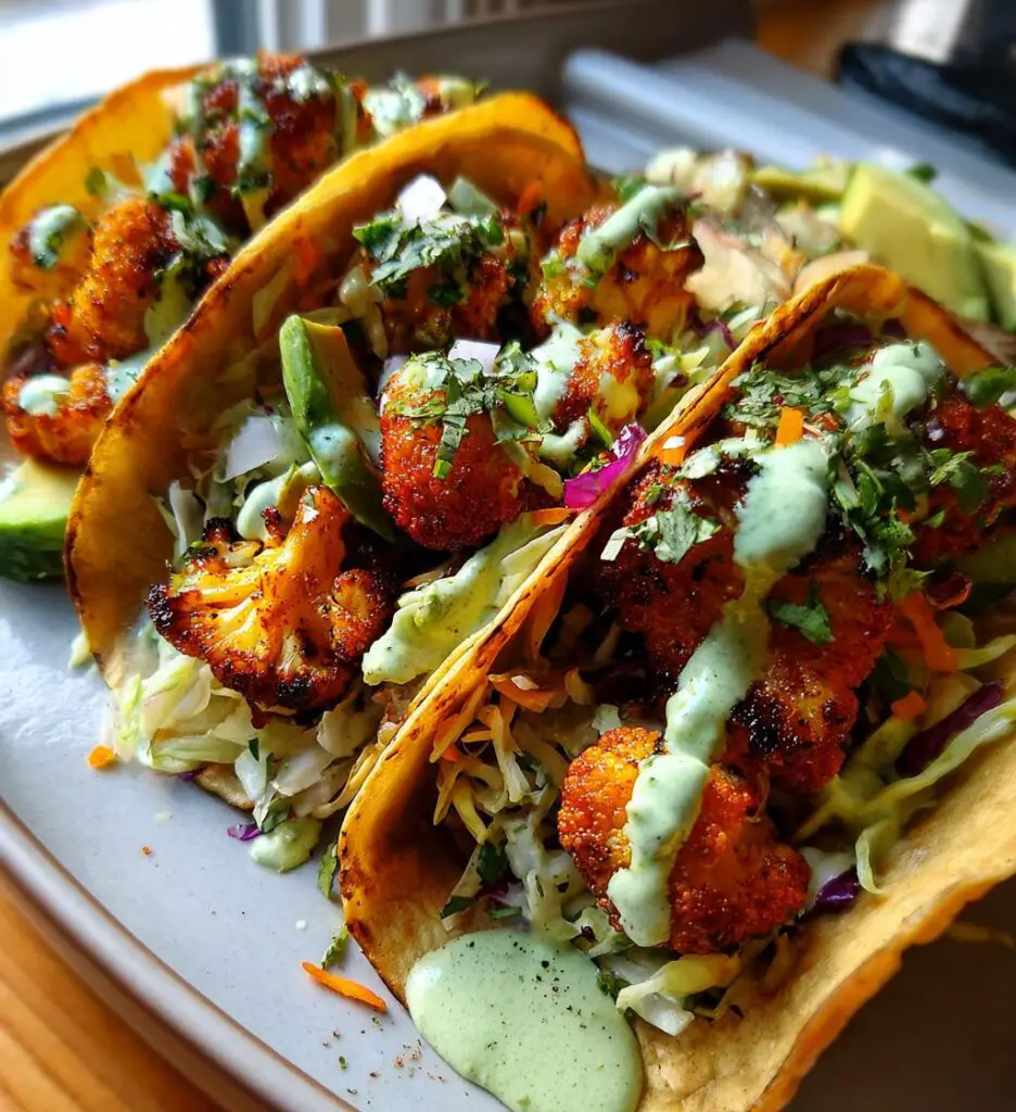 cauliflower tacos with cilantro lime crema