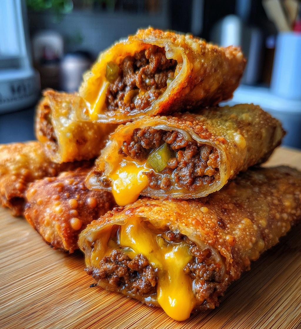 cheeseburger egg rolls - detail 1
