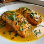 coconut curry salmon with garlic butter
