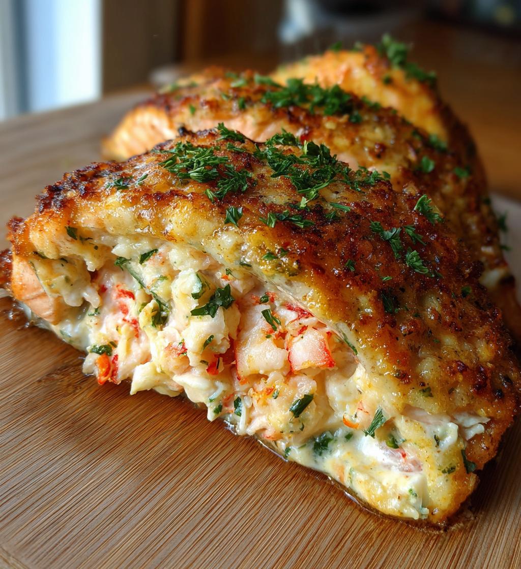 crab and shrimp stuffed salmon
