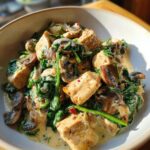 creamy chicken mushroom spinach skillet
