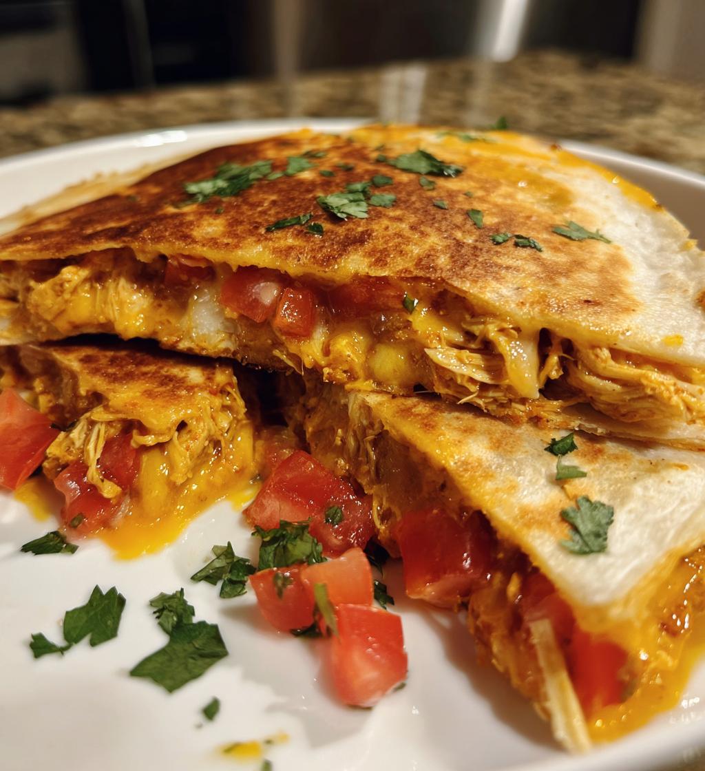 crockpot queso chicken quesadillas