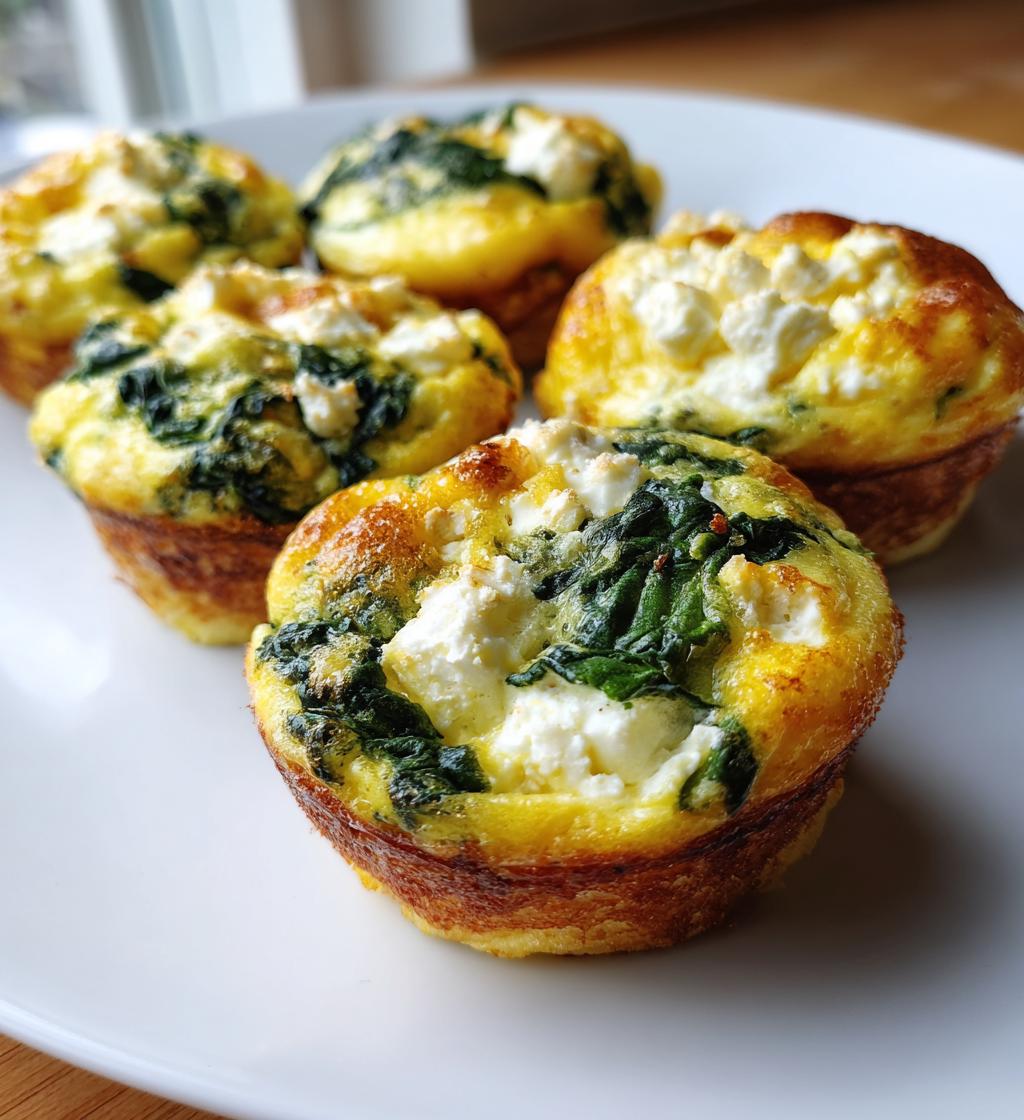 egg muffins with spinach and feta - detail 1