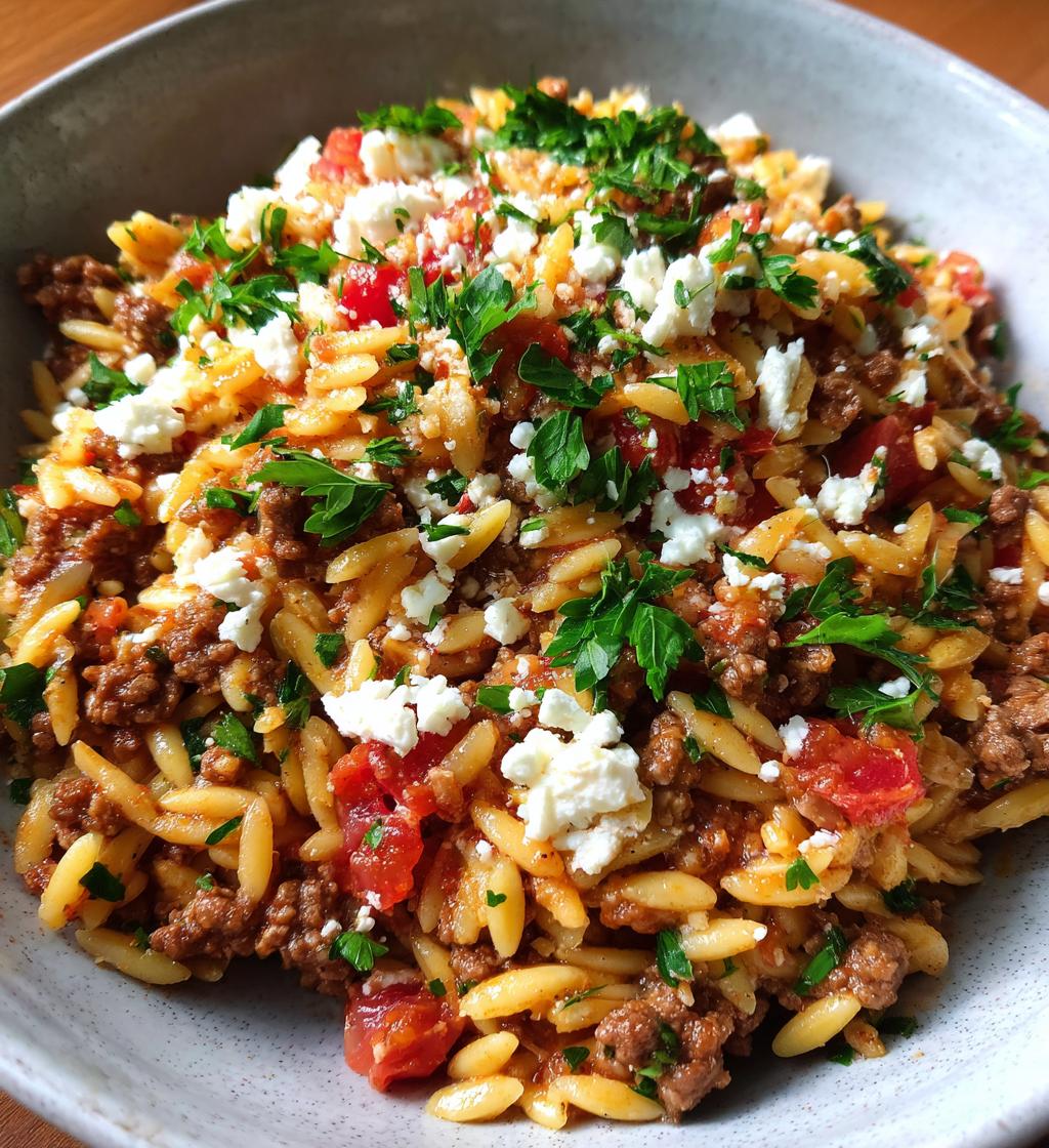 greek beef orzo pasta - detail 1