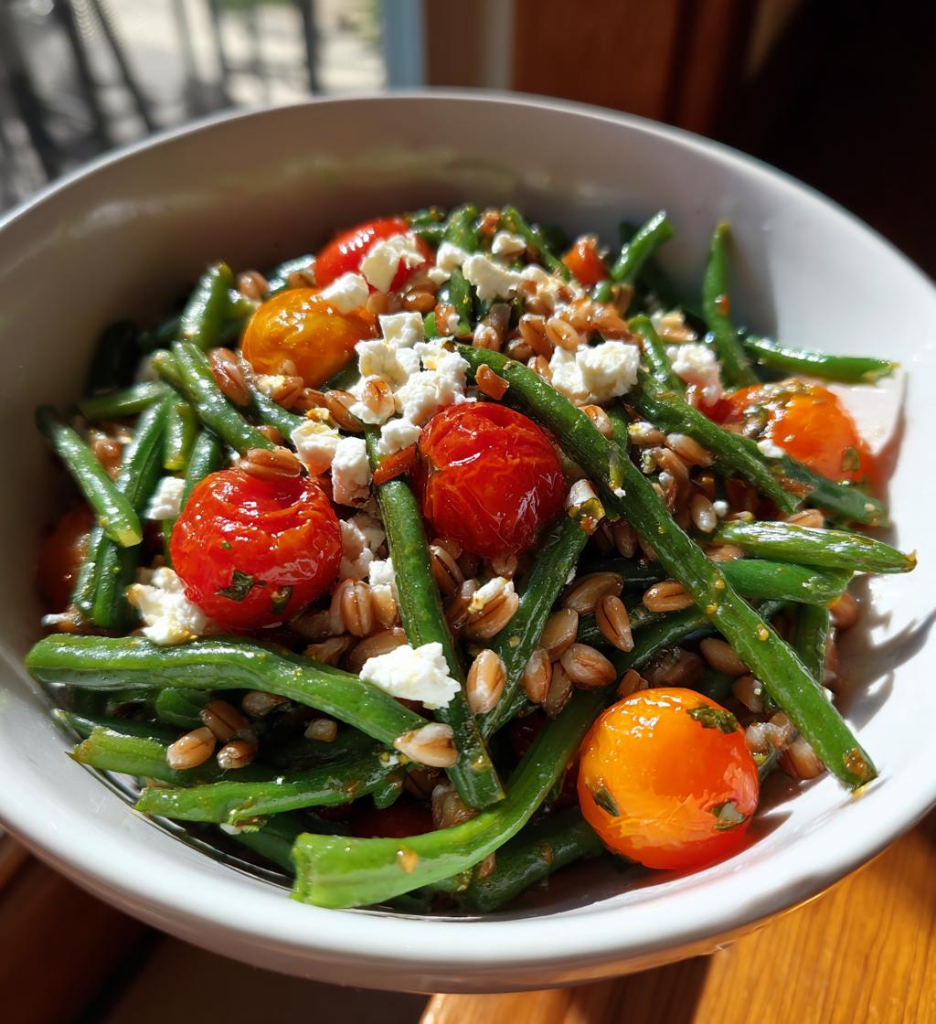green bean and farro picnic salad - detail 1