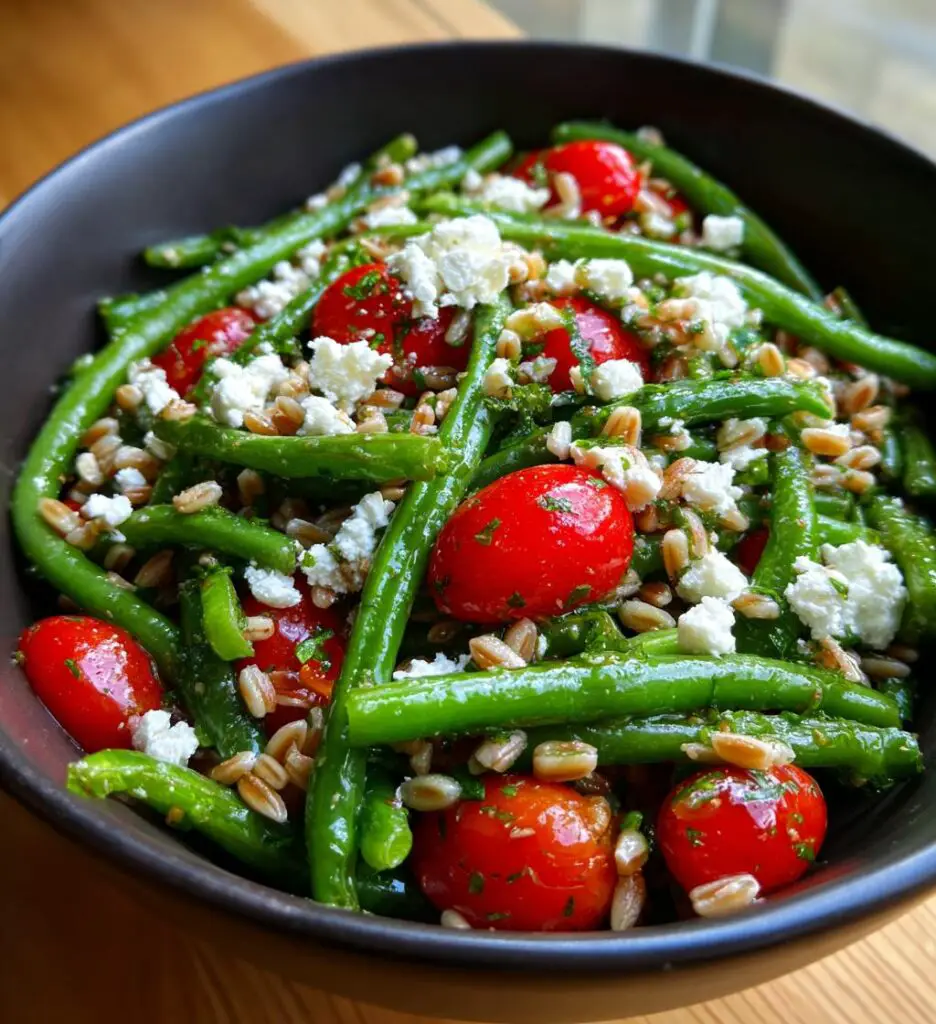 green bean and farro picnic salad