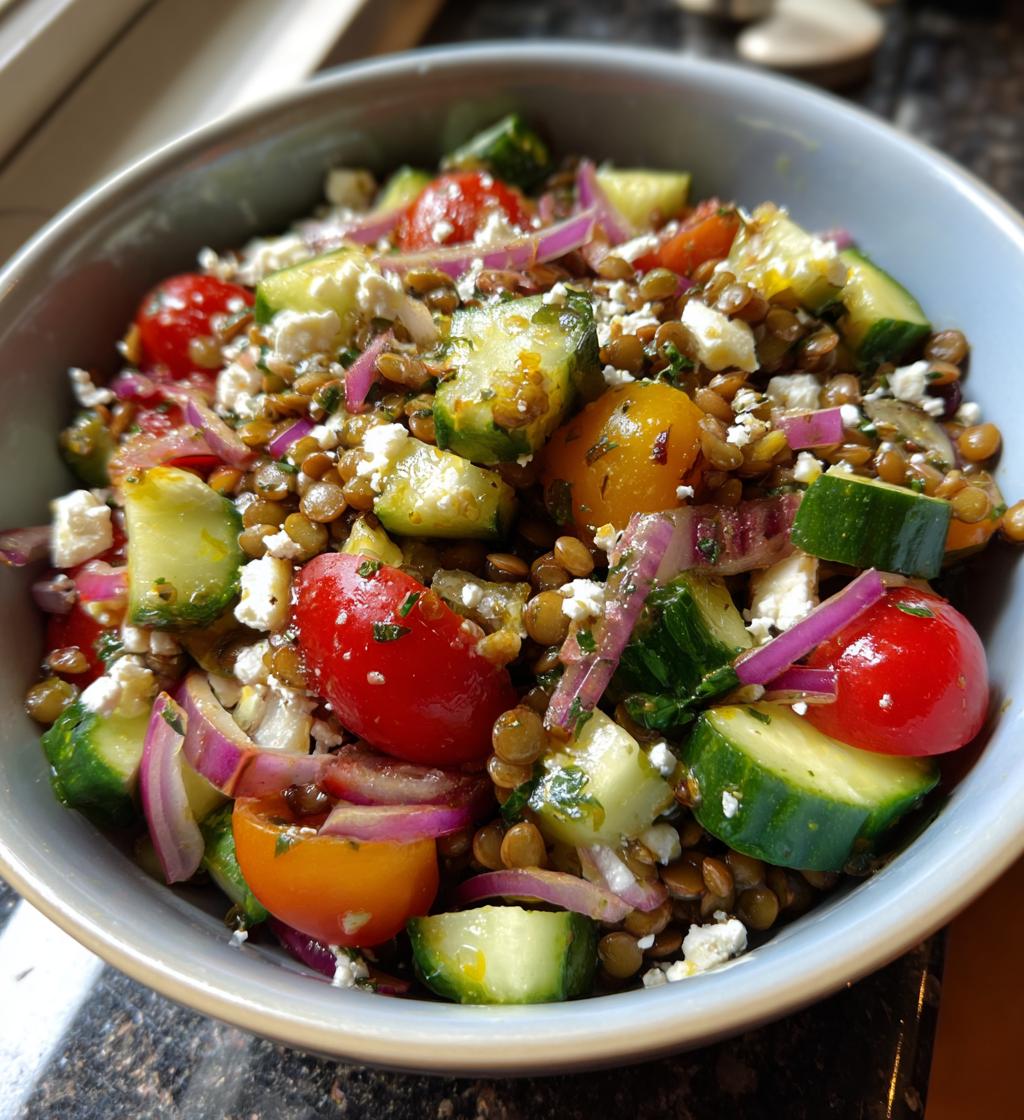 healthy mediterranean lentil salad