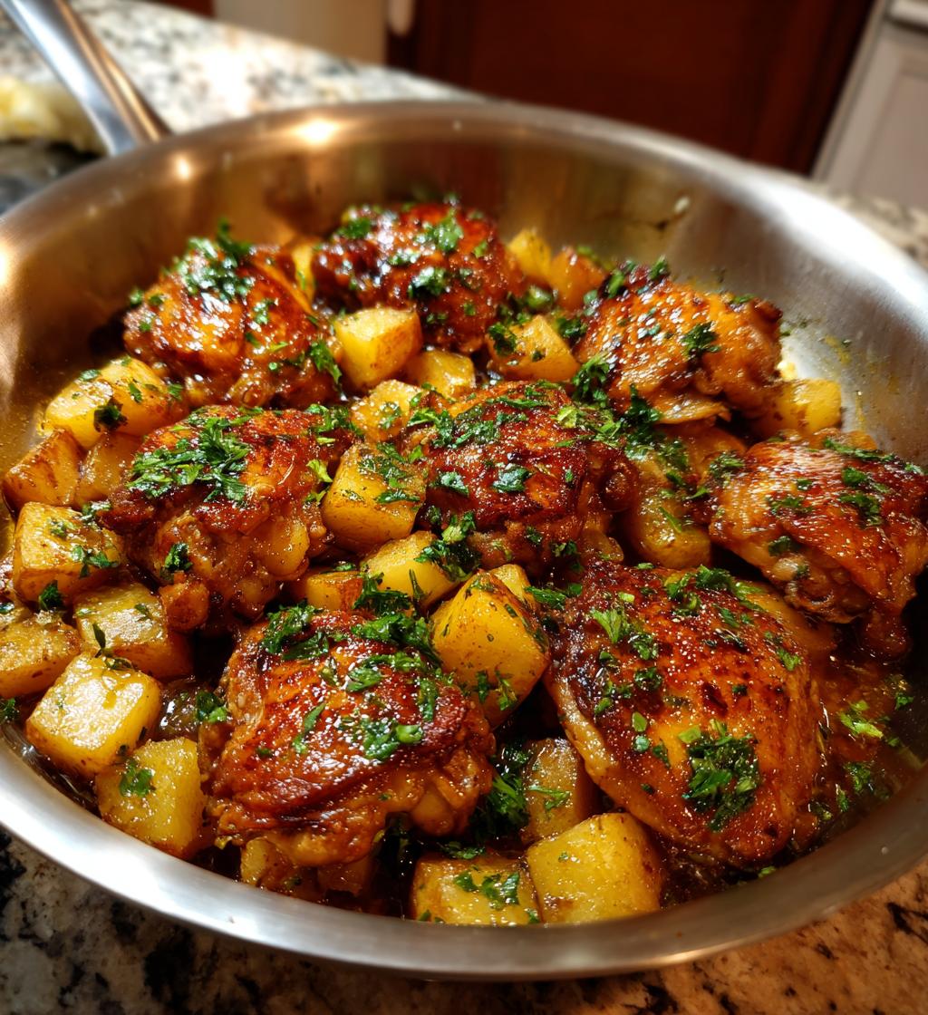 one pan honey garlic chicken and potatoes - detail 1