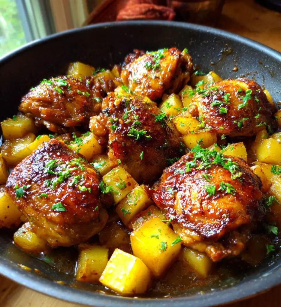 one pan honey garlic chicken and potatoes