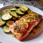 one pan lemon herb salmon and zucchini