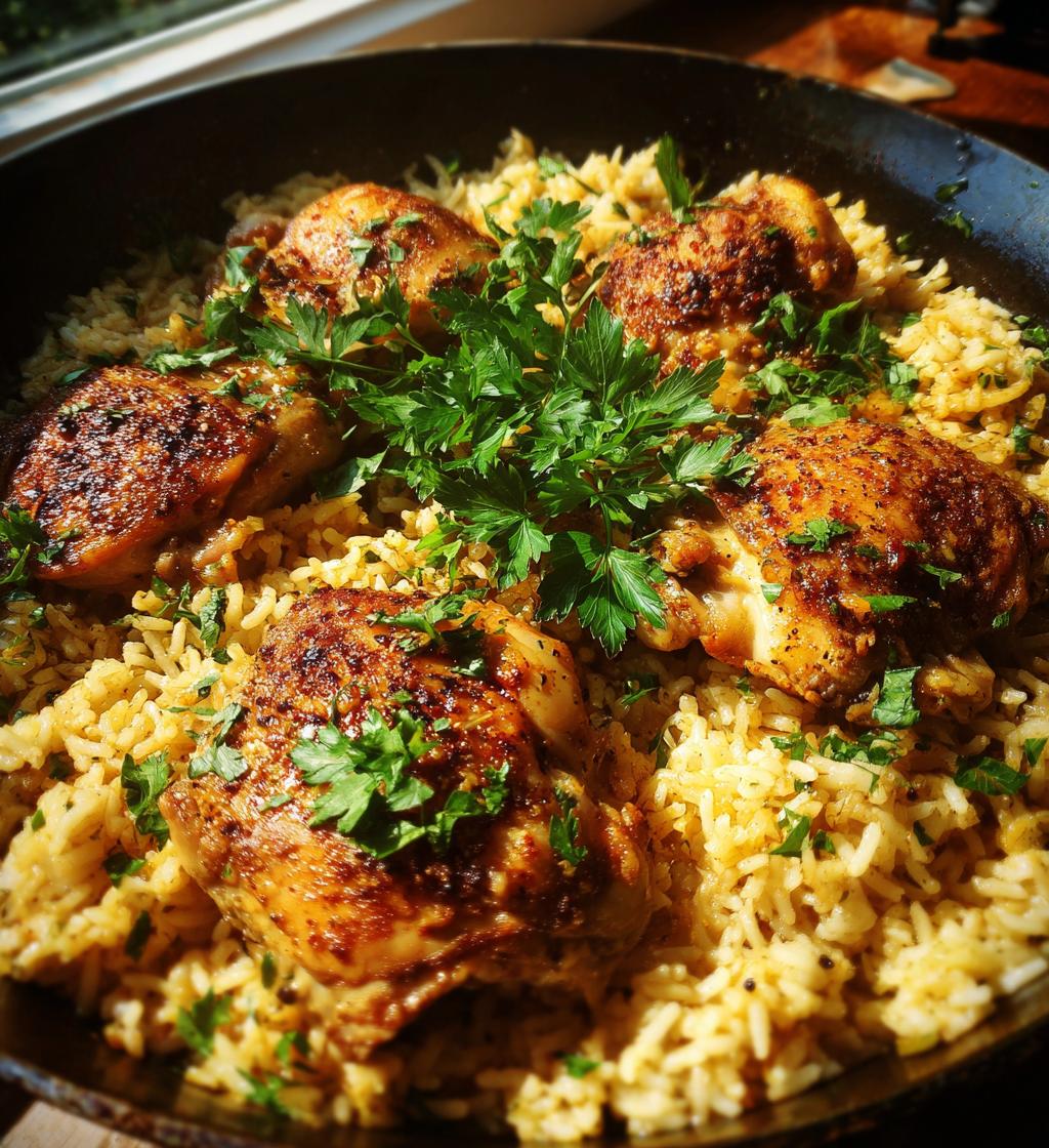 one pot lemon herb chicken and rice - detail 1