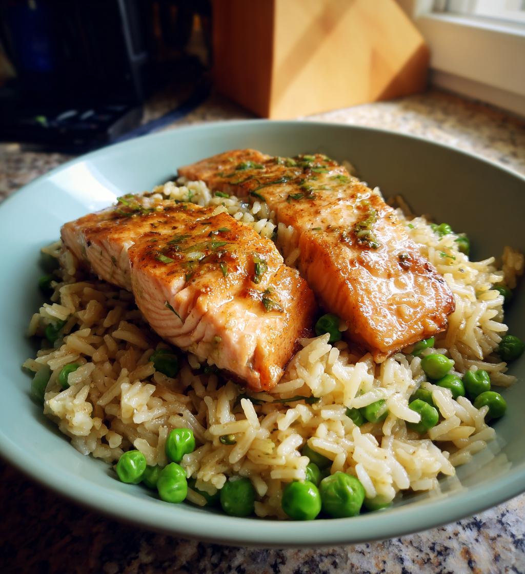 one pot salmon and rice - detail 1