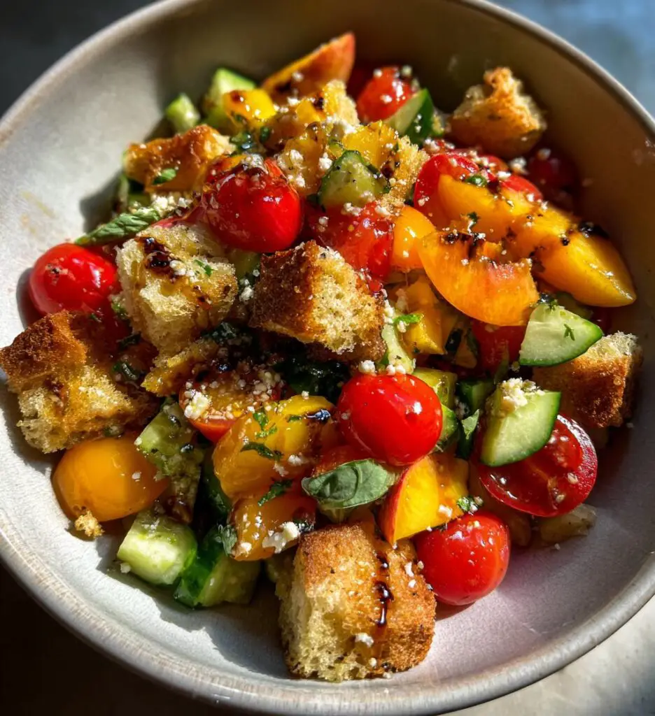 peach panzanella salad