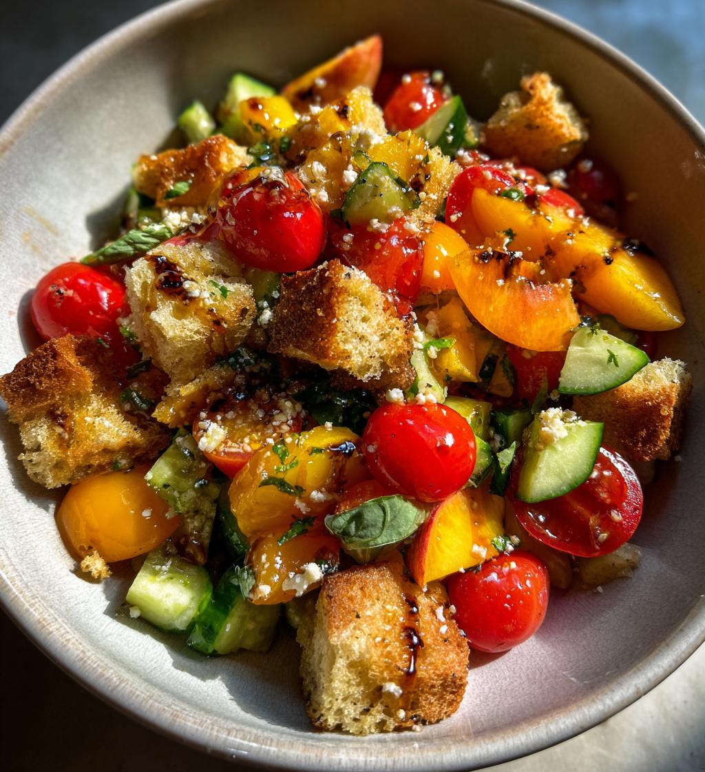 peach panzanella salad