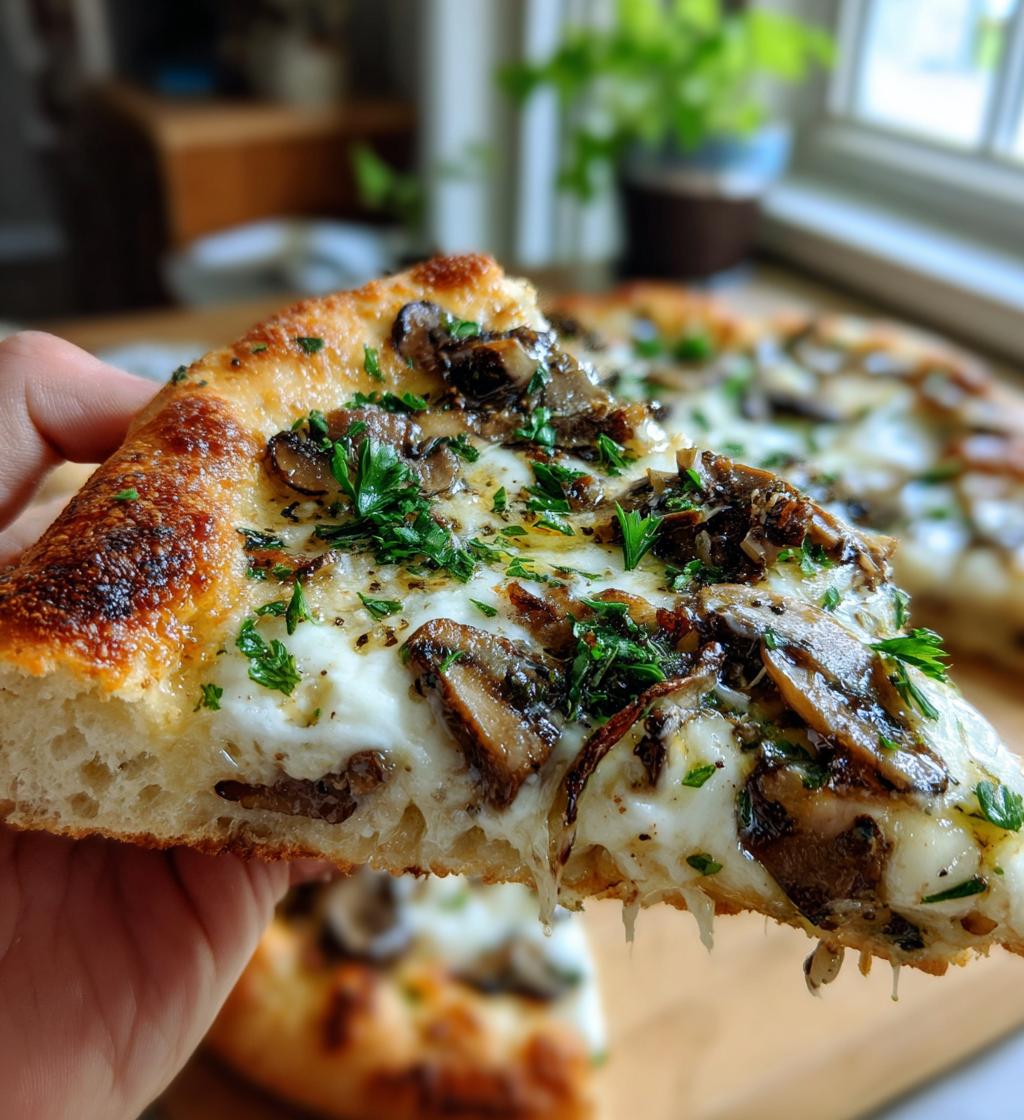 pizza with mushrooms mozzarella and truffle - detail 1