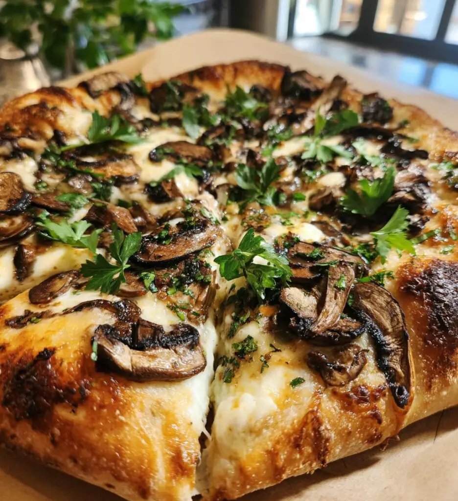 pizza with mushrooms mozzarella and truffle